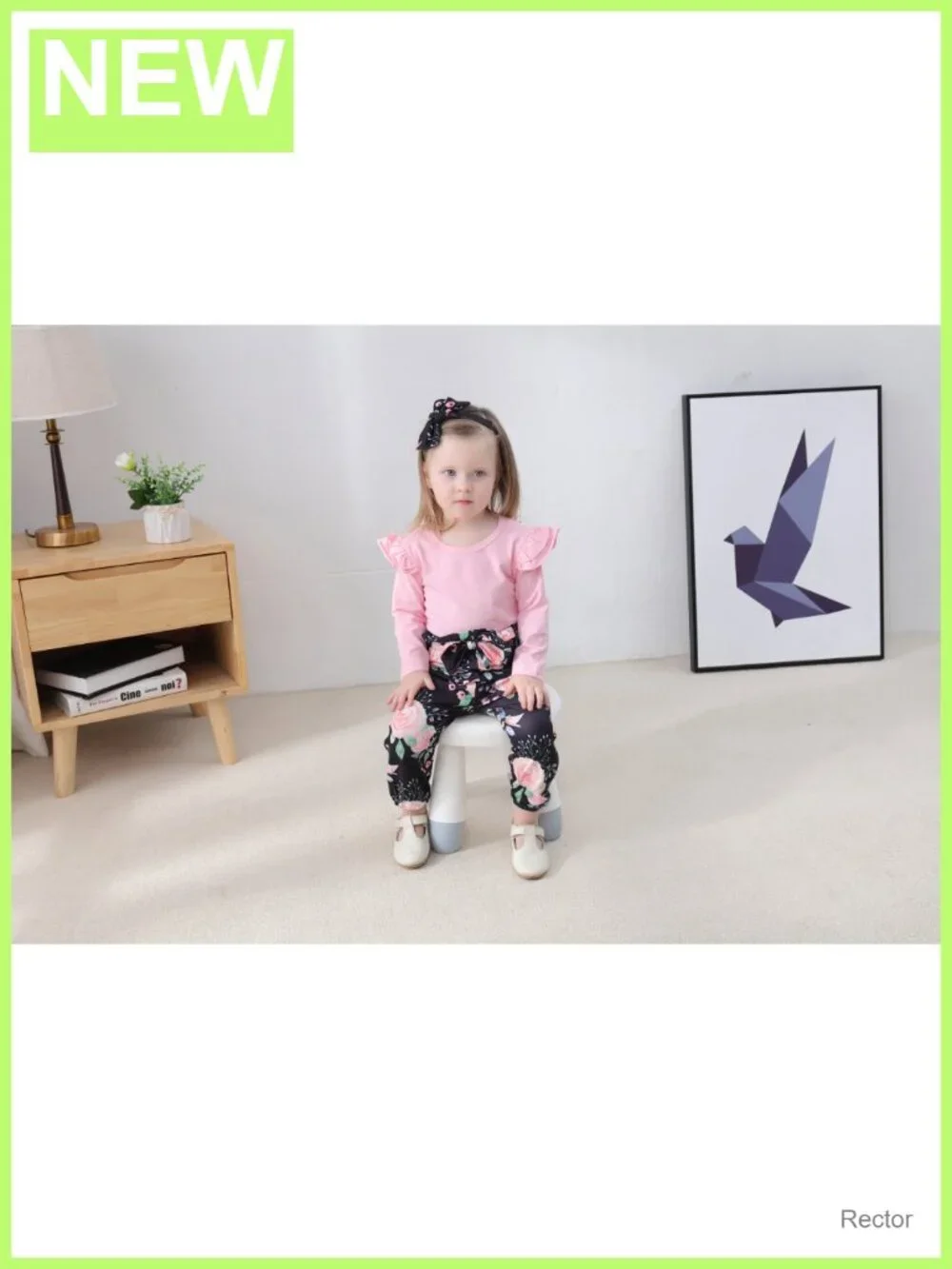 Toddler Girl 3Pc Outfit Set Long Sleeve Top Bow Pants Headband 1-6Y